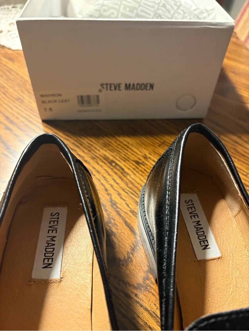 Steve Madden Women's Black Leather Penny Loafers - Picture 4 of 4